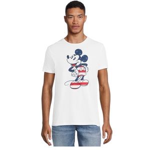NEW - Mickey Mouse T-Shirt Men Medium Patriotic Short Sleeve White New